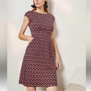 NWT Boden Florrie Work Casual Cotton Dress in Floral Geometric Black Pink 6